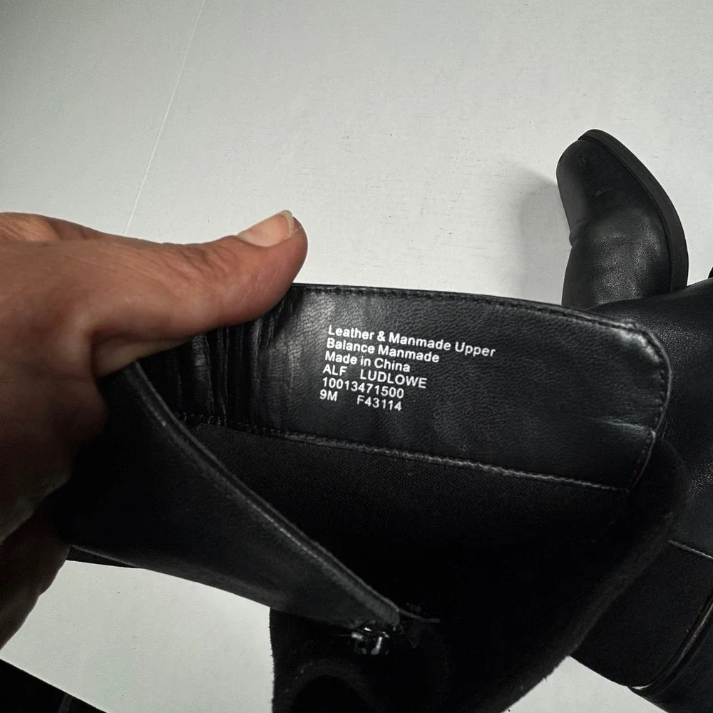 Alfani Ludlowe Black Leather Suede Tall Riding Boots Womens 9 Military Over Knee